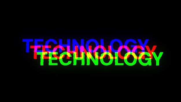 3D rendering technology text with screen effects of technological glitches