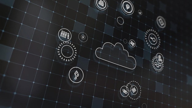 3d rendering the concept of cloud technologies and server data processing