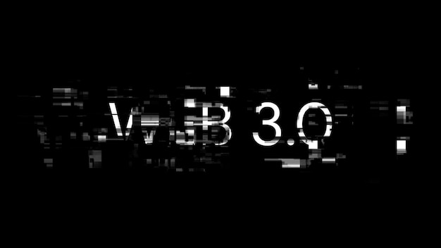 3d rendering web 30 text with screen effects of technological glitches