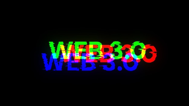 3D rendering WEB 30 text with screen effects of technological glitches