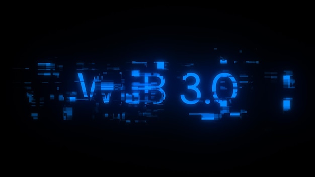 3D rendering WEB 30 text with screen effects of technological glitches
