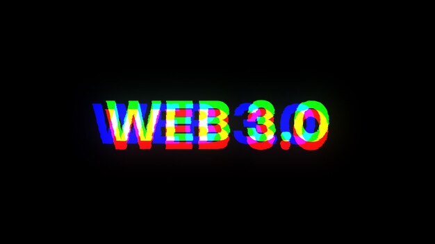 3D rendering WEB 30 text with screen effects of technological glitches