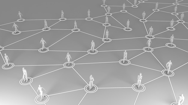 3D rendering with social communication and network concept with 3d models of people