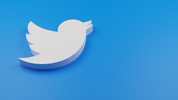 3d twitter logo ikon bakgrunn kopieringsplass