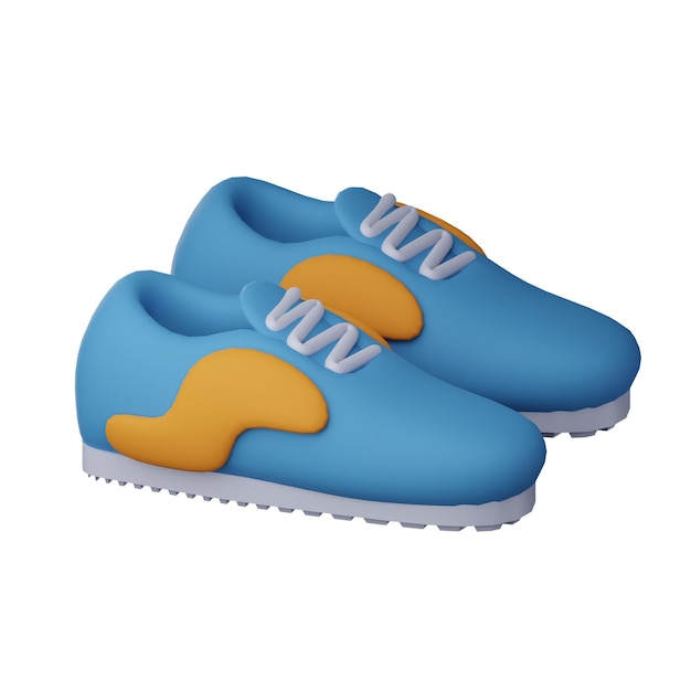 3D Vibrant Blue And Orange Golf Shoes