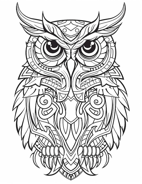 a black and white owl with intricate patterns on its face generative ai