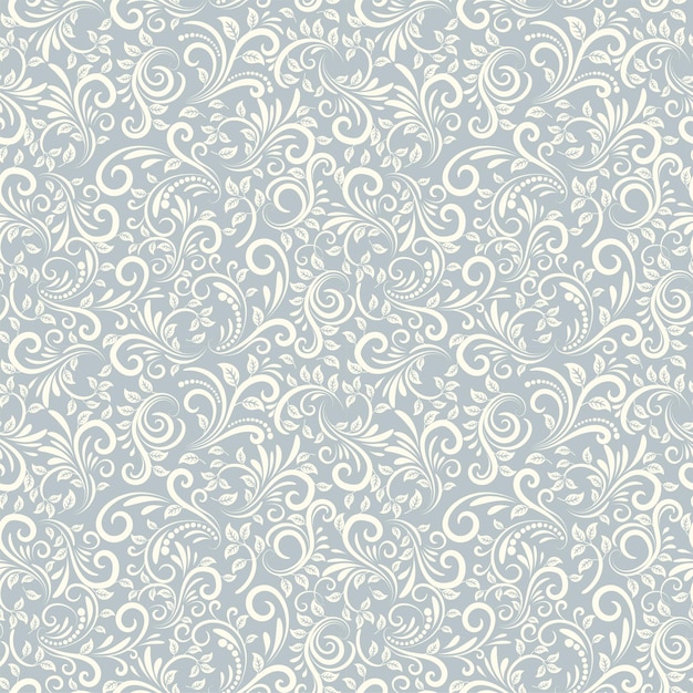 a blue floral wallpaper with a floral pattern
