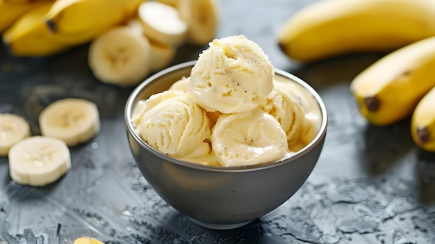 a bowl of ice cream with a banana in it