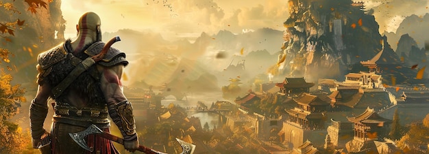 A cinematic capture of Kratos from God of War