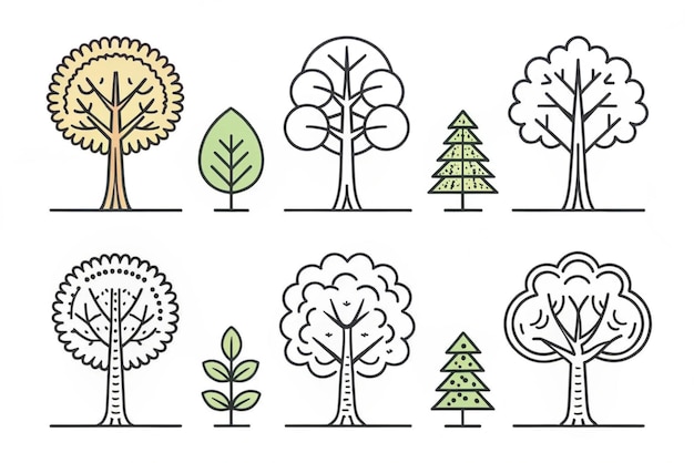 A classic linedrawn tree icon with a minimalist style featuring clean and simple lines