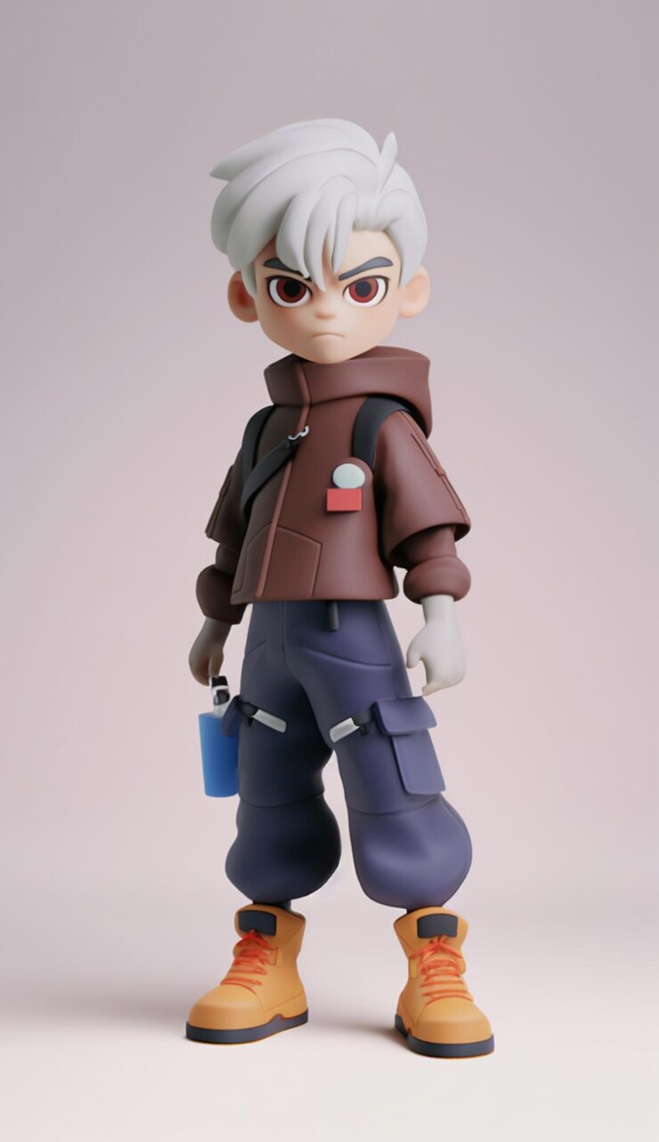 Foto a close up of a toy figure of a person with a hat and a jacket generative ai