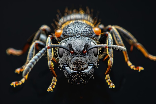 A CloseUp Portrait of a Black and Orange Ant