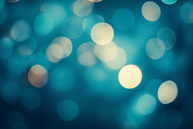 A collection of soft bokeh lights creating a dreamy atmosphere captured in a serene blue tone during evening hours