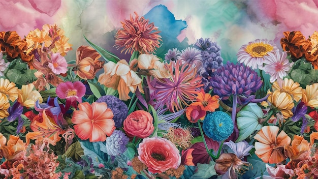 a colorful collection of flowers including one that says flowers