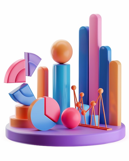 a colorful display of different colored objects with a white background