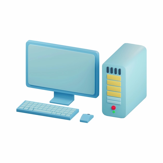 a computer with a blue box that says power