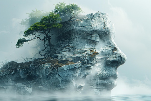 A conceptual piece illustrating the merging of digital art with natural elements