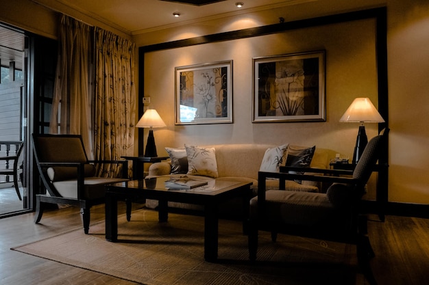 A contemporary lounge area equipped with a wall feature for television viewing