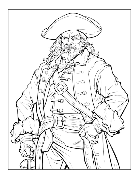 a drawing of a man in a pirate costume