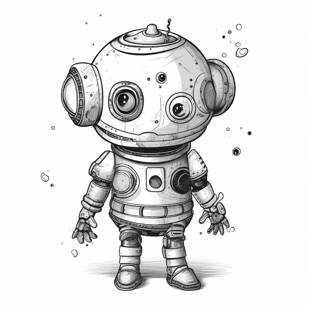 a drawing of a robot with a helmet on generative ai