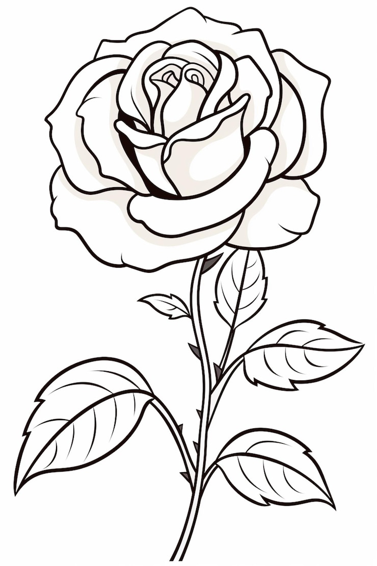 Foto a drawing of a rose with leaves and a ring on it generative ai