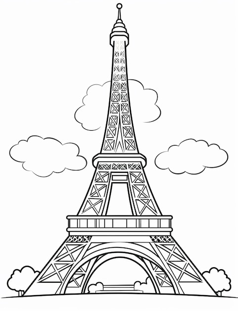 a drawing of the eiffel tower in paris generative ai