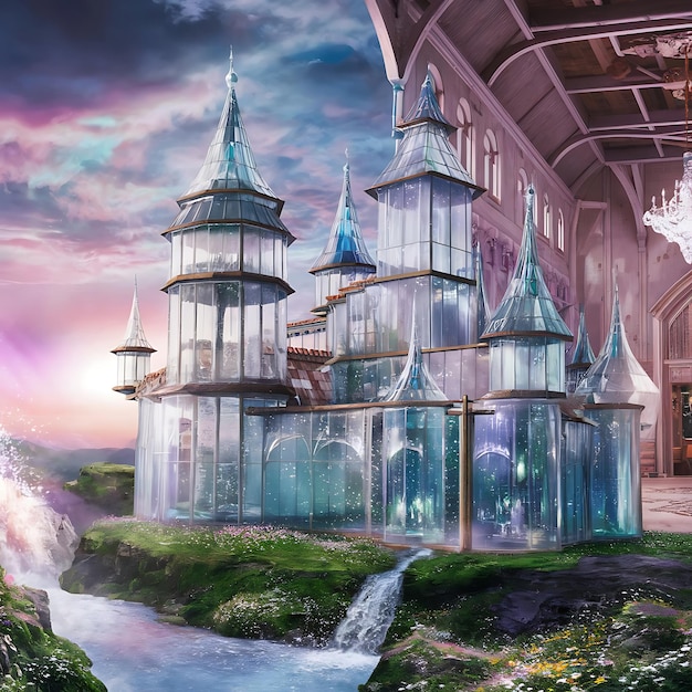 a fairy castle with a castle on the top of it
