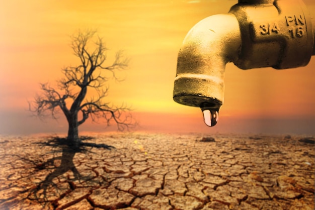 A faucet where the water does not flow The concept of water scarcity and the water crisis