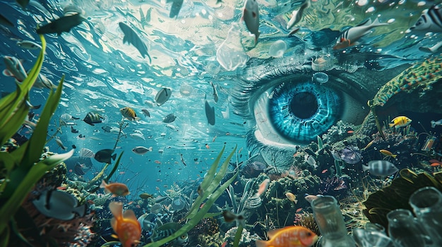 a fish tank with the word eye on the bottom