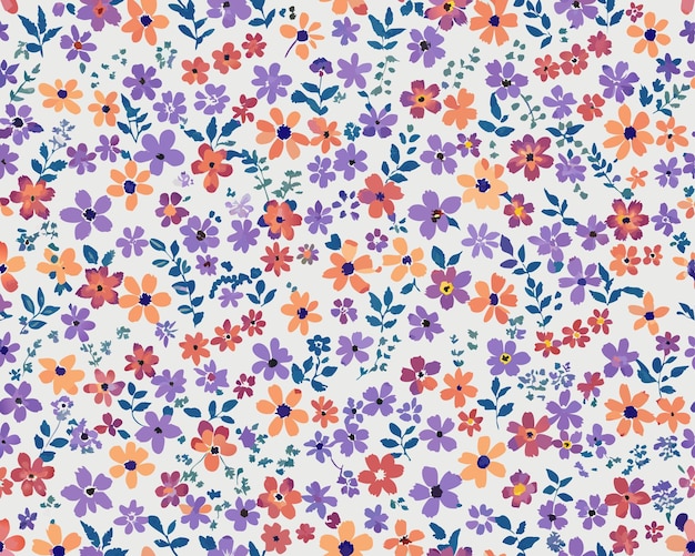 a floral pattern with purple flowers and green leaves