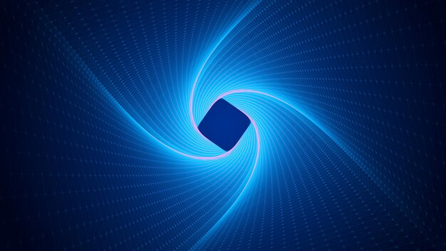 A frame twisted tunnel made of a connection of blue dots and lines Network connection The structure of big data Data transmission technology 3d rendering