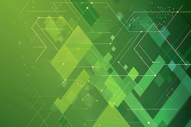 a green and blue abstract design with geometric shapes and squares