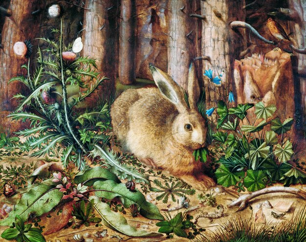 A Hare in the Forest 1585 painting in high resolution by Hans Hoffmann Original from Getty