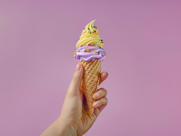a ice cream melting solid color background colorful ice creams in the cone melting and dripping