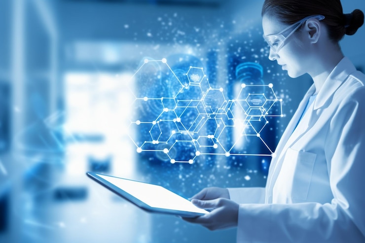 Foto a image of a nurse using a tablet in