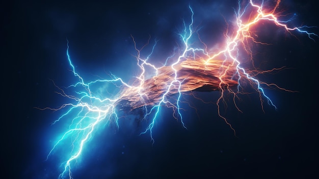 a lightning bolt with lightning bolts in the sky