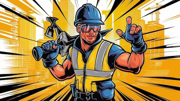a man wearing a yellow and blue vest with the word quot goggles quot on it