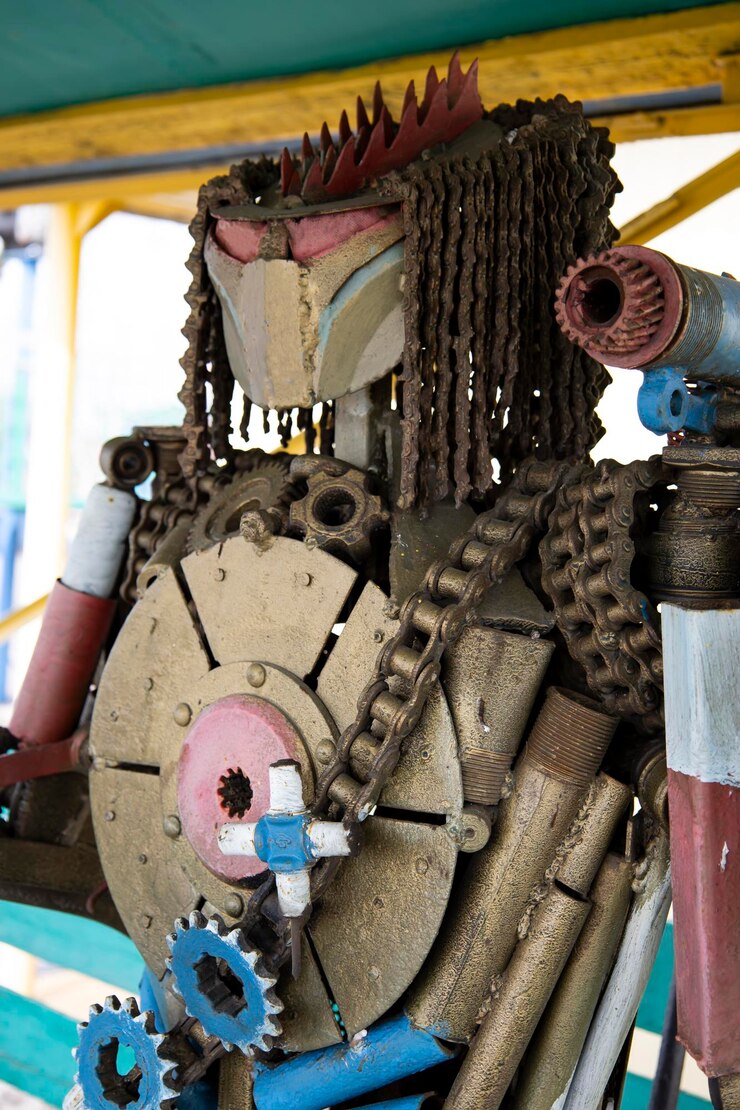 Foto a metal predator made of steampunk metal