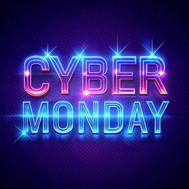 A neon sign that says cyber monday on it