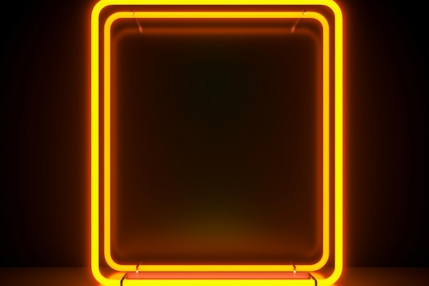 A neon yellow square frame with a bl