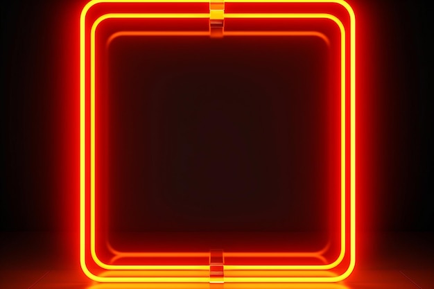 A neon yellow square frame with a bl