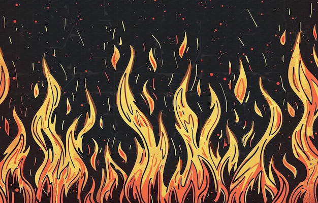 a painting of a fire burning with the words quot fire quot on it