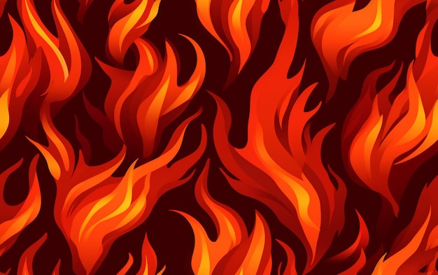a painting of fire flames with a red background