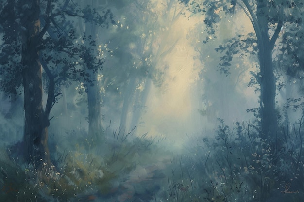 a path through the woods with a path through it
