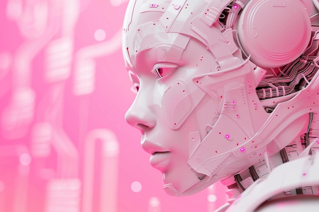a pink and white robot with a pink face and the words quot robot quot on the face