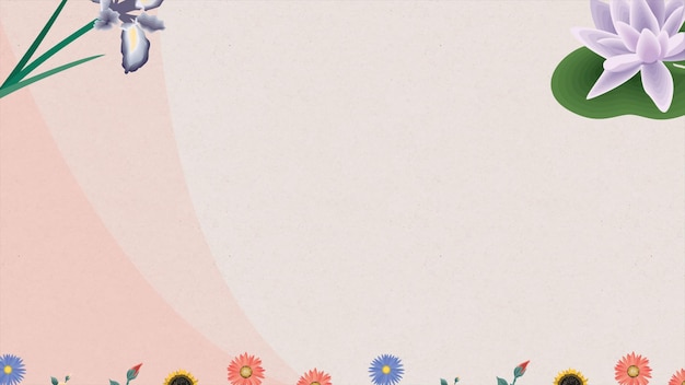A pink background with a flower and a butterfly on it.