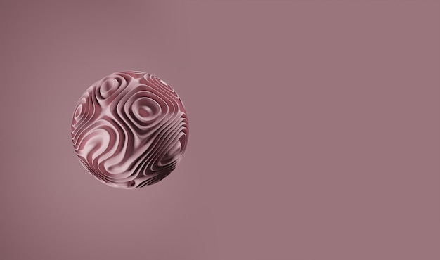 A pink sphere with a spiral pattern on it