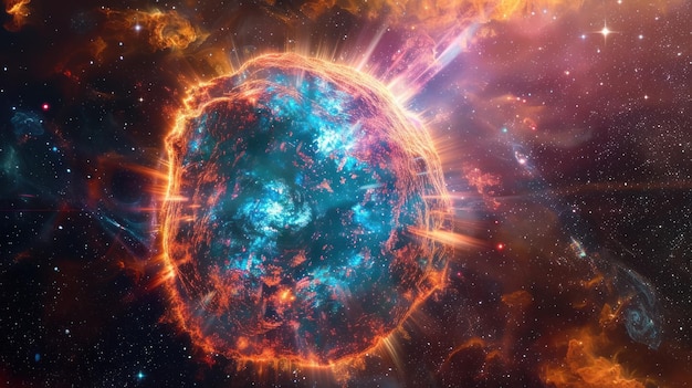 a planet with a star in the center of it