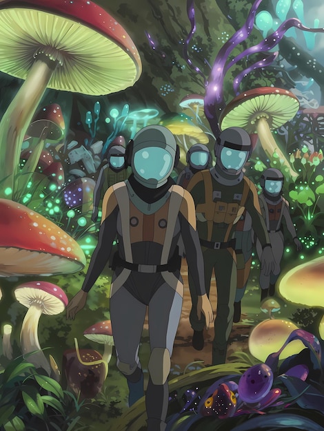 a poster for a game called alien with a group of people in the background