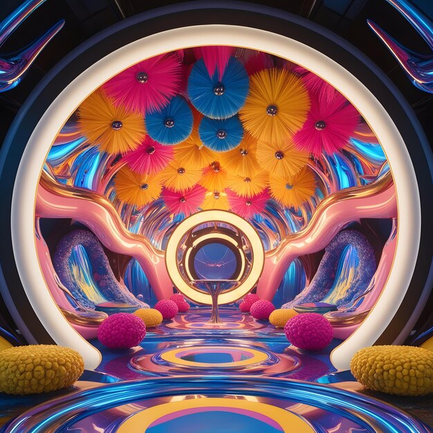 a rabbit with a white rabbit on its face is in a circle with chinese lanterns